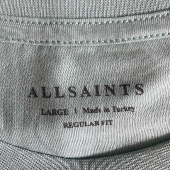Men's AllSaints Mint Green Tee - Picture 4 of 6